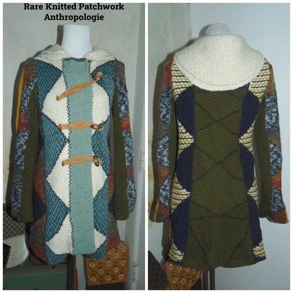 Anthropologie Charlie & Robin Cardigan Patch Knit S Chunky Cottage Cabin Core - Picture 1 of 14